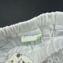 Load image into Gallery viewer, Girls First Impressions, white cotton shorts, elasticated, NEW, size 0,  