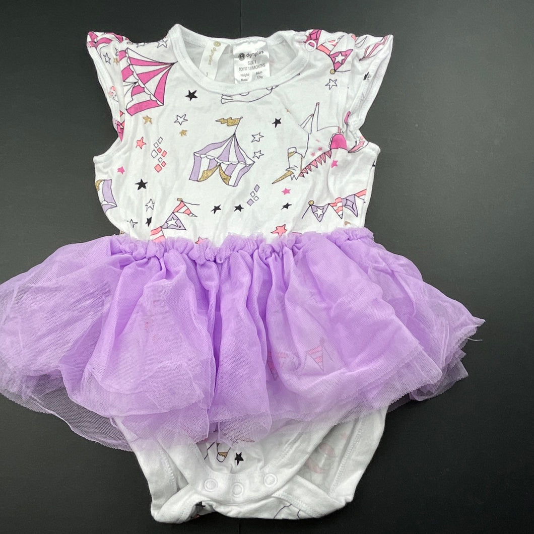 Girls Dymples, tutu romper, unicorn, EUC, size 1,  