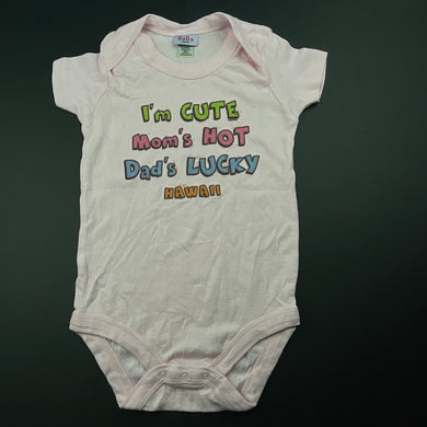 Girls BaBa Hawaii, pink cotton bodysuit / romper, EUC, size 12 months,  