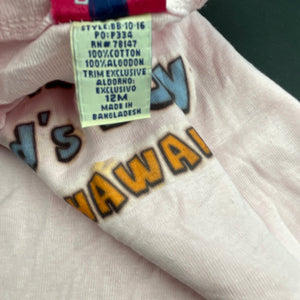 Girls BaBa Hawaii, pink cotton bodysuit / romper, EUC, size 12 months,  