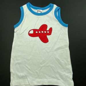 Boys Target, soft cotton singlet top, plane, FUC, size 00,  