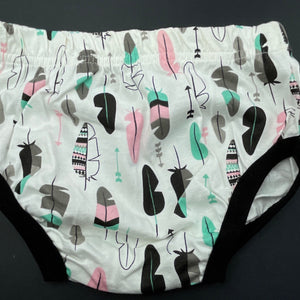 Girls bloomers, nappy cover, elasticated, feathers, EUC, size 1,  