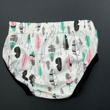 Load image into Gallery viewer, Girls bloomers, nappy cover, elasticated, feathers, EUC, size 1,  