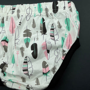 Girls bloomers, nappy cover, elasticated, feathers, EUC, size 1,  