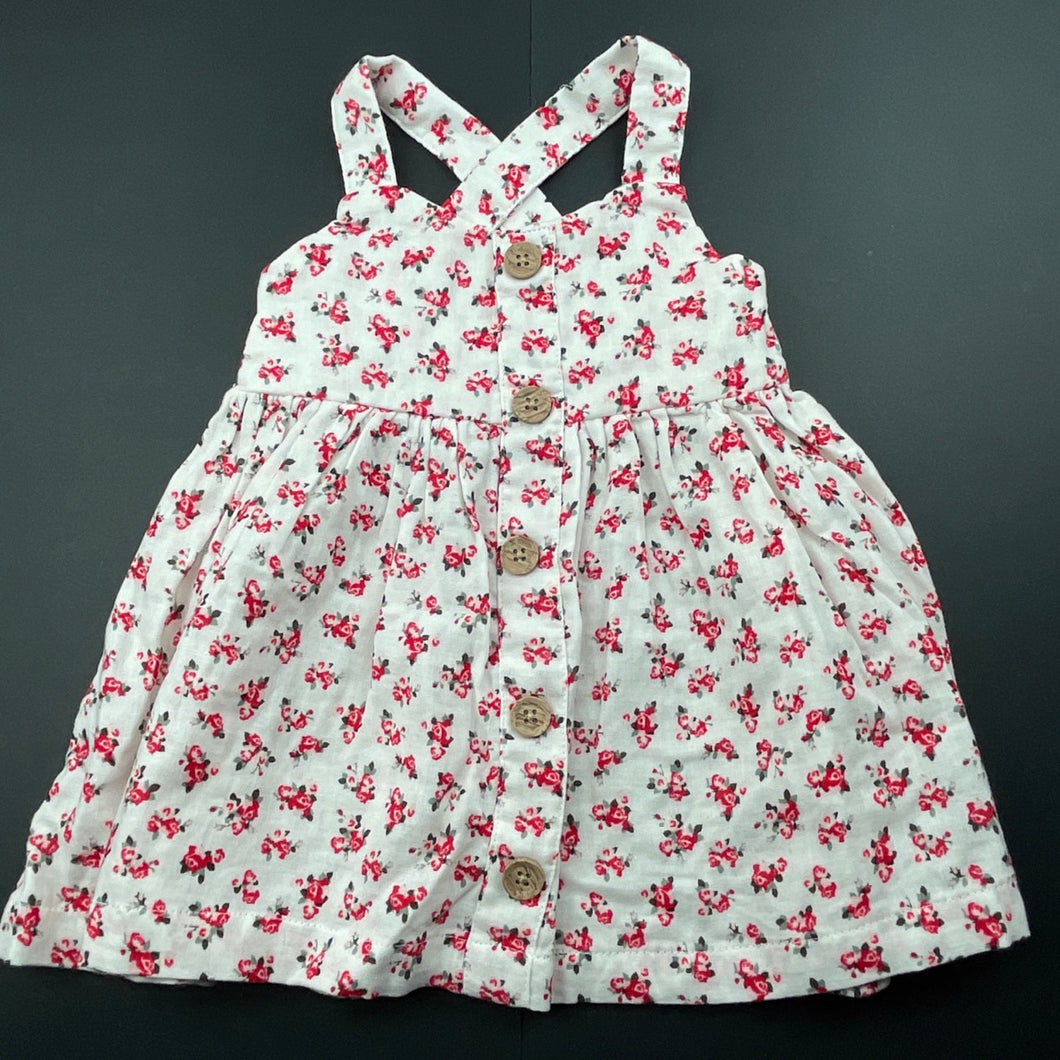 Girls Baby Baby, floral cotton summer dress, EUC, size 00, L: 37cm