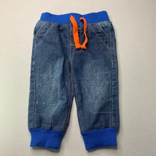 Load image into Gallery viewer, Boys Teeny Weeny, lined denim pants, elasticated, EUC, size 0,  