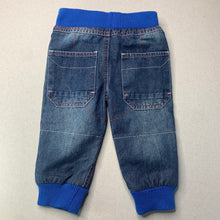 Load image into Gallery viewer, Boys Teeny Weeny, lined denim pants, elasticated, EUC, size 0,  