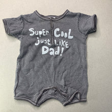 Load image into Gallery viewer, Boys Target, grey stripe cotton romper, GUC, size 000,  