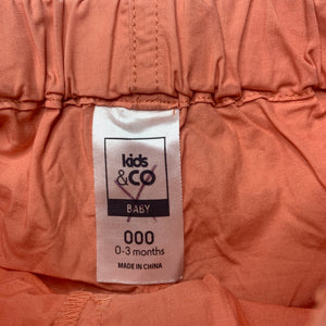 Boys Kids & Co, lightweight cotton shorts, elasticated, EUC, size 000,  