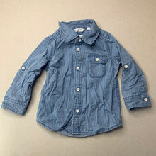 Load image into Gallery viewer, Boys Country Road, chambray cotton long sleeve shirt, GUC, size 0,  