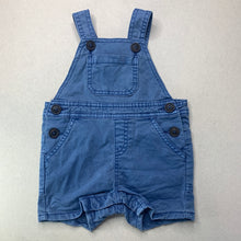 Load image into Gallery viewer, Boys Cotton On, blue stretch cotton overalls / shortalls, GUC, size 00,  