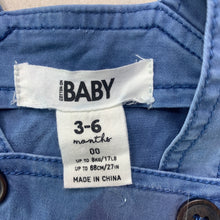 Load image into Gallery viewer, Boys Cotton On, blue stretch cotton overalls / shortalls, GUC, size 00,  
