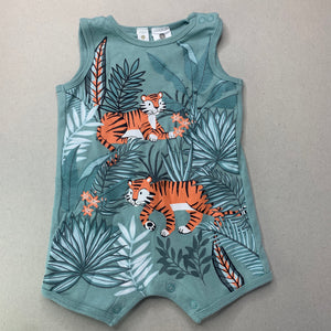 unisex Dymples, cotton summer romper, tigers, GUC, size 00,  