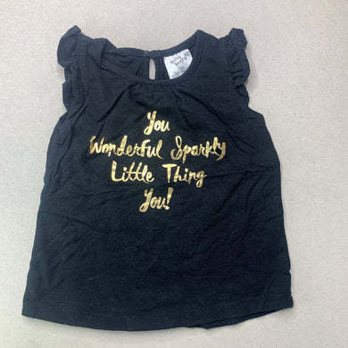 Girls Baby Berry, black cotton Christmas top, GUC, size 1,  
