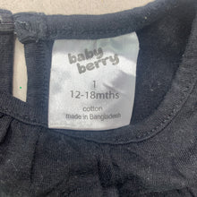 Load image into Gallery viewer, Girls Baby Berry, black cotton Christmas top, GUC, size 1,  