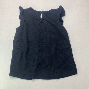 Girls Baby Berry, black cotton Christmas top, GUC, size 1,  