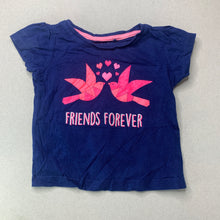 Load image into Gallery viewer, Girls Mango, navy cotton t-shirt / top, birds, GUC, size 1,  