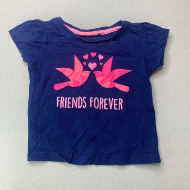 Girls Mango, navy cotton t-shirt / top, birds, GUC, size 1,  