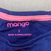 Load image into Gallery viewer, Girls Mango, navy cotton t-shirt / top, birds, GUC, size 1,  