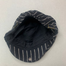Load image into Gallery viewer, Boys DC, black &amp; silver stripe flat cap, adjustable, EUC, size 1-2,  
