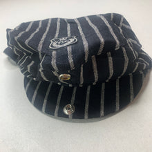 Load image into Gallery viewer, Boys DC, black &amp; silver stripe flat cap, adjustable, EUC, size 1-2,  