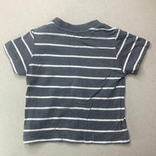 Load image into Gallery viewer, Boys Pumpkin Patch, grey stripe cotton t-shirt / top, frog, FUC, size 000,  