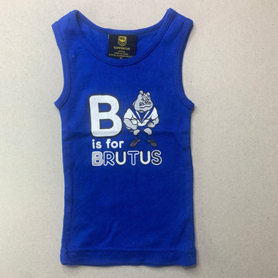 unisex NRL Official, Canterbury Bulldogs cotton singlet top, EUC, size 00,  
