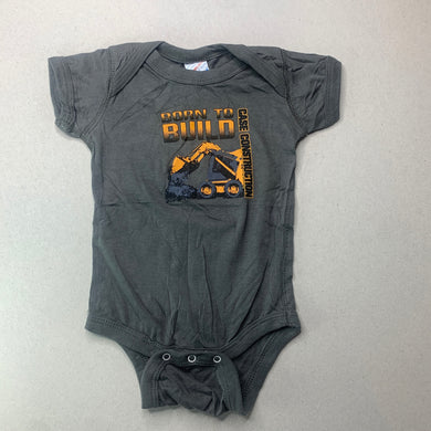 Boys Rabbit Skins, dark khaki cotton bodysuit / romper, EUC, size 6 months,  