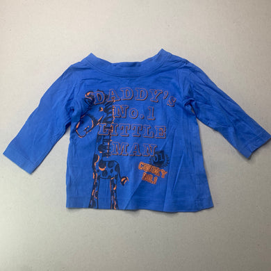 Boys Tiny Little Wonders, blue cotton long sleeve top, EUC, size 00,  