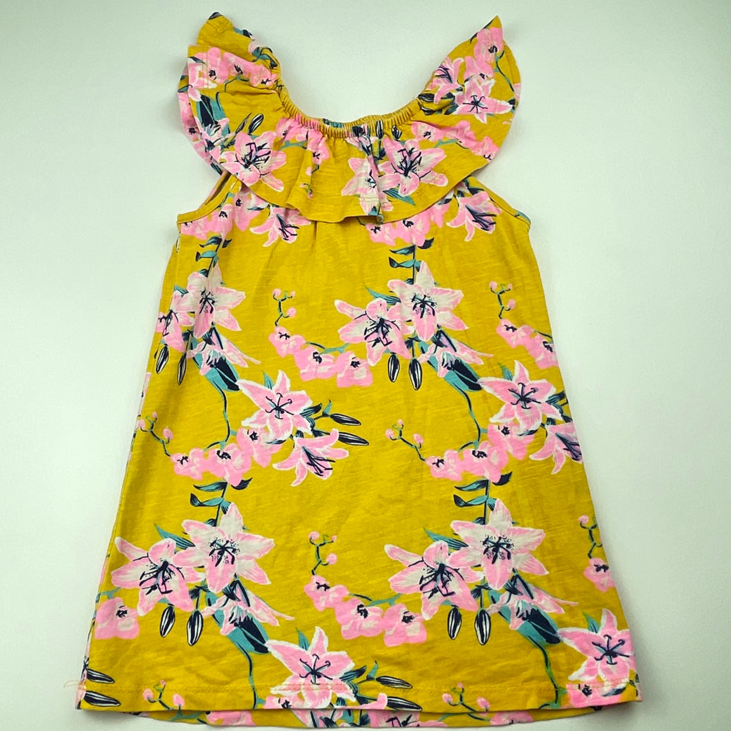 Girls Mango, floral cotton casual dress, EUC, size 2, L: 47cm