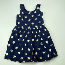 Load image into Gallery viewer, Girls Target, cotton lined navy &amp; gold summer dress, GUC, size 3, L: 47cm