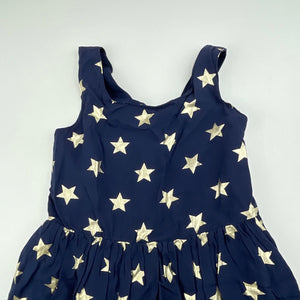 Girls Target, cotton lined navy & gold summer dress, GUC, size 3, L: 47cm