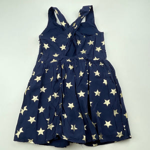 Girls Target, cotton lined navy & gold summer dress, GUC, size 3, L: 47cm