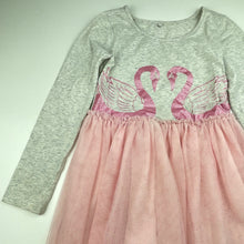 Load image into Gallery viewer, Girls Kids &amp; Co, spliced tulle party dress, swans, FUC, size 7, L: 62cm