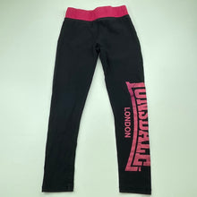 Load image into Gallery viewer, Girls Lonsdale, black &amp; pink activewear leggings, Inside leg: 45cm, FUC, size 6,  