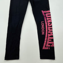 Load image into Gallery viewer, Girls Lonsdale, black &amp; pink activewear leggings, Inside leg: 45cm, FUC, size 6,  