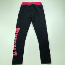 Load image into Gallery viewer, Girls Lonsdale, black &amp; pink activewear leggings, Inside leg: 45cm, FUC, size 6,  