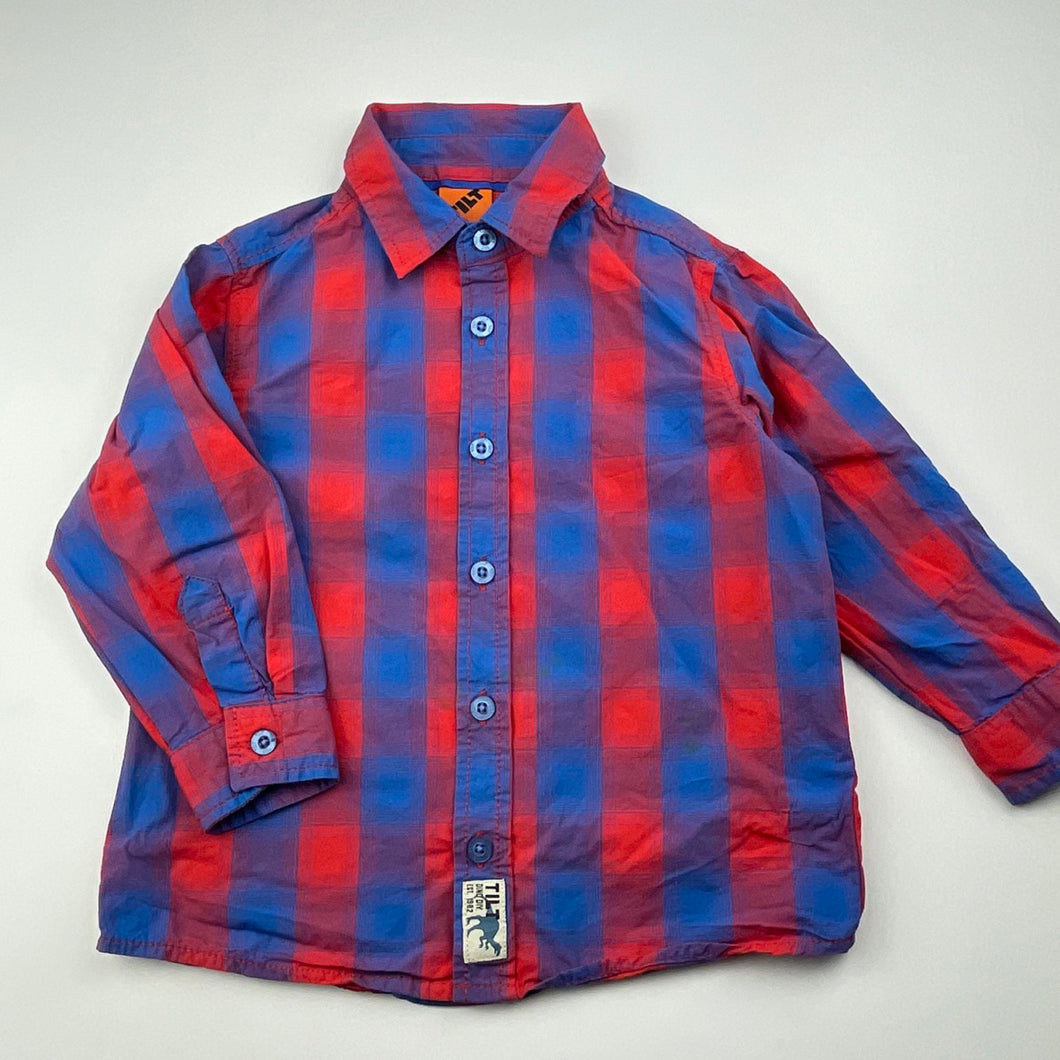 Boys Tilt, checked cotton long sleeve shirt, FUC, size 3,  