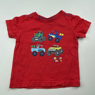 Boys Sprout, red cotton t-shirt / top, trucks, FUC, size 0,  