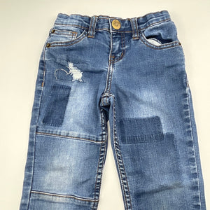 Boys Jack & Milly, distressed stretch denim jeans, adjustable, Inside leg: 38cm, FUC, size 3,  