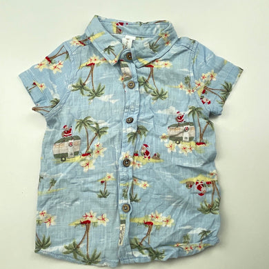 Boys Dymples, Christmas linen blend short sleeve shirt, EUC, size 0,  