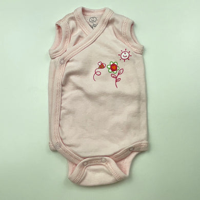 Girls Earlybirds, pink cotton bodysuit / romper, EUC, size 00000,  