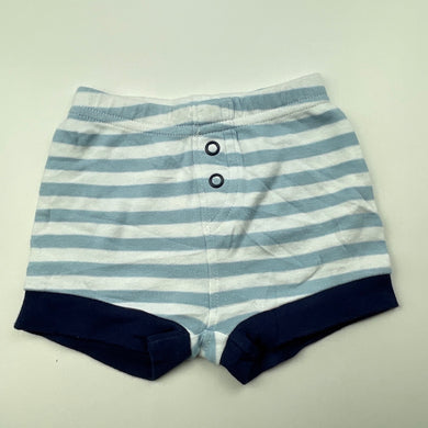 Boys Target, blue stripe soft cotton shorts, elasticated, GUC, size 000,  