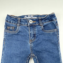 Load image into Gallery viewer, unisex 1964 Denim Co, blue stretch denim jeans, adjustable, Inside leg: 23cm, GUC, size 1,  