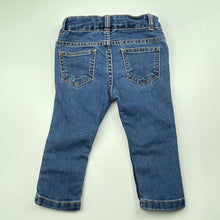 Load image into Gallery viewer, unisex 1964 Denim Co, blue stretch denim jeans, adjustable, Inside leg: 23cm, GUC, size 1,  