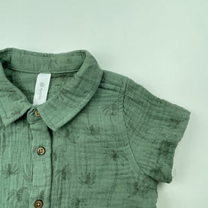 Boys Dymples, khaki crinkle cotton short sleeve shirt, GUC, size 000,  