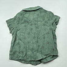 Load image into Gallery viewer, Boys Dymples, khaki crinkle cotton short sleeve shirt, GUC, size 000,  