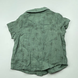 Boys Dymples, khaki crinkle cotton short sleeve shirt, GUC, size 000,  