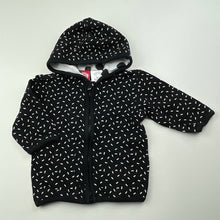 Load image into Gallery viewer, unisex CANDY STRIPES, black &amp; white lightweight zip up top, GUC, size 000,  