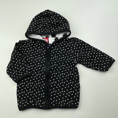 unisex CANDY STRIPES, black & white lightweight zip up top, GUC, size 000,  